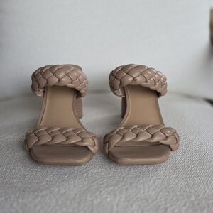 A New Day Braided Block Heel Mules – Tan – Size 7